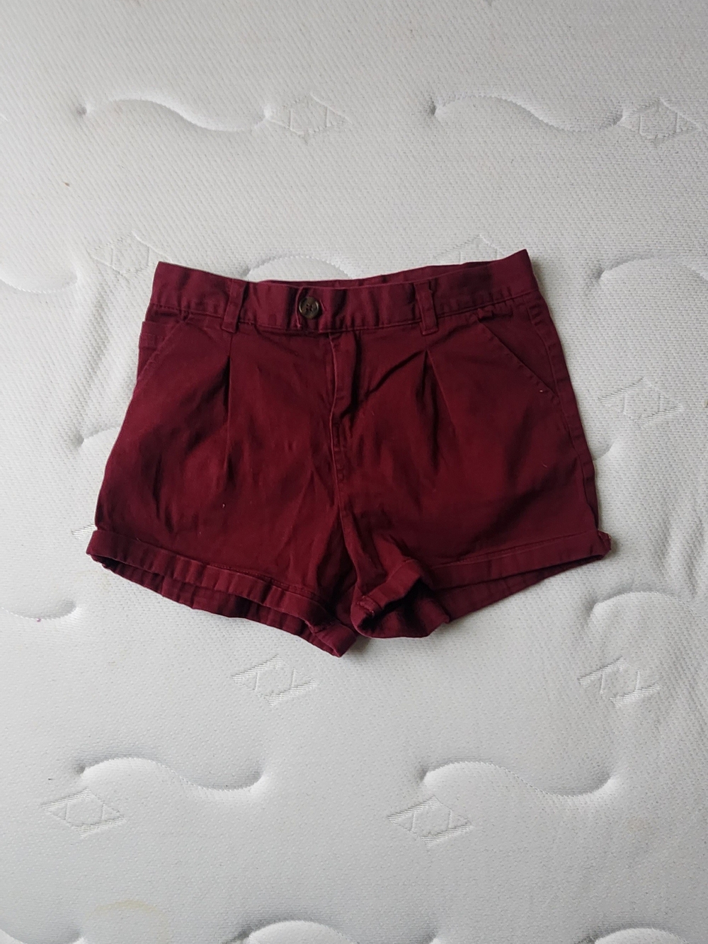 Ambiance High-Waist Wine Red Pleated Shorts